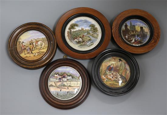 A Prattware pot lid Strathfieldsay and four others with reference book